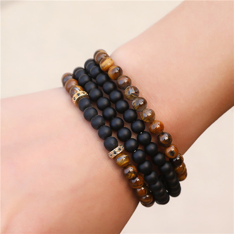 Retro Simple Black Frosted Bracelet Set