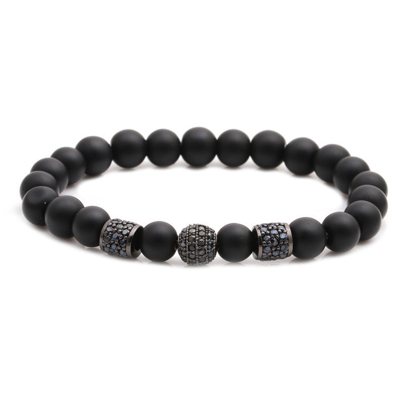 Black Frosted Lion Head Elastic Bracelet
