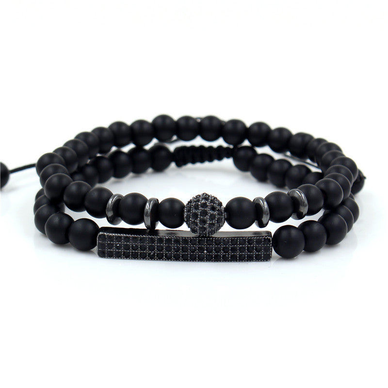 Retro Simple Black Frosted Bracelet  Set