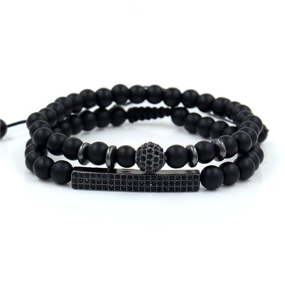 Retro Simple Black Frosted Bracelet  Set