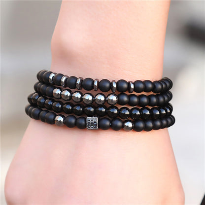 Retro Simple Black Frosted Bracelet  Set