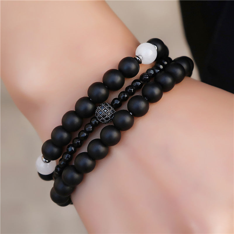 Retro Simple Black Frosted Bracelet  Set
