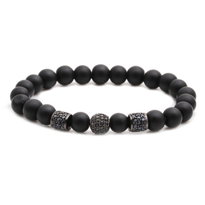 Black Frosted Lion Head Elastic Bracelet