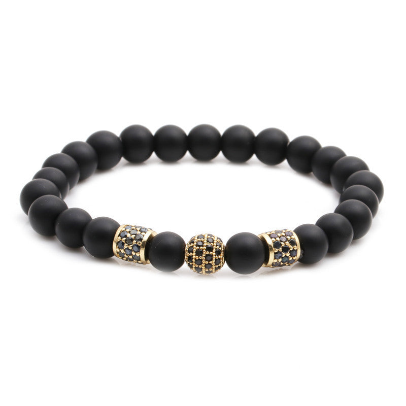 Black Frosted Lion Head Elastic Bracelet