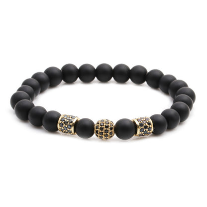 Black Frosted Lion Head Elastic Bracelet