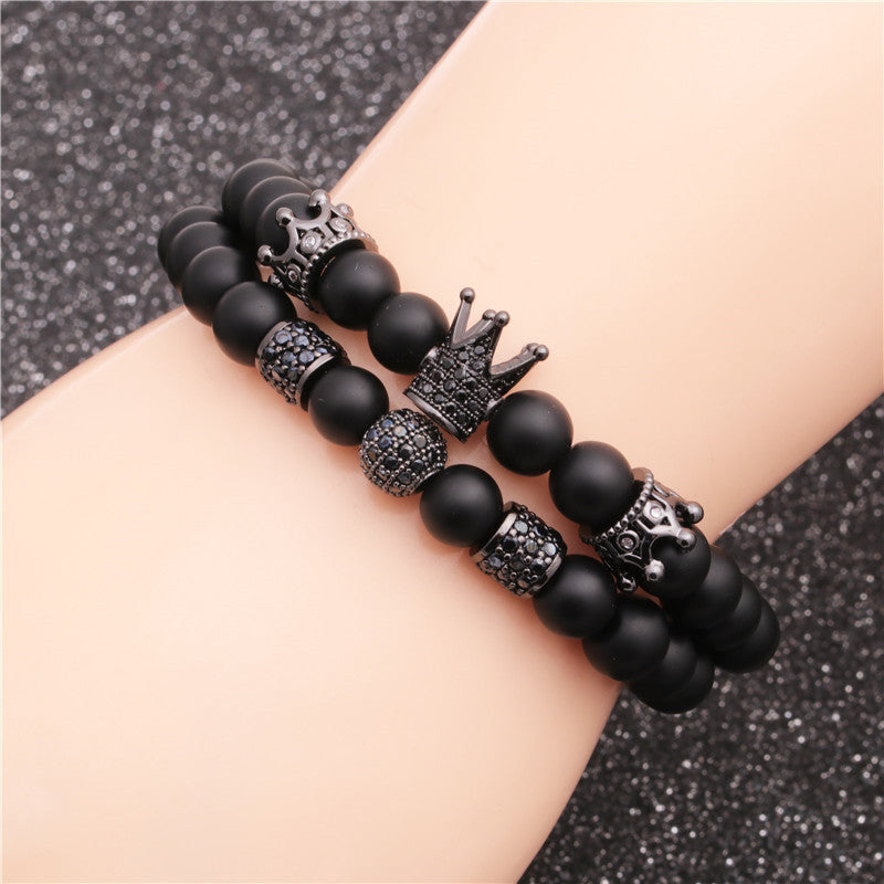 Black Frosted Lion Head Elastic Bracelet