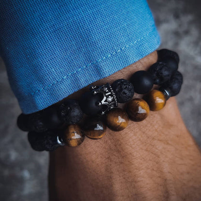 Retro Simple Black Frosted Bracelet  Set