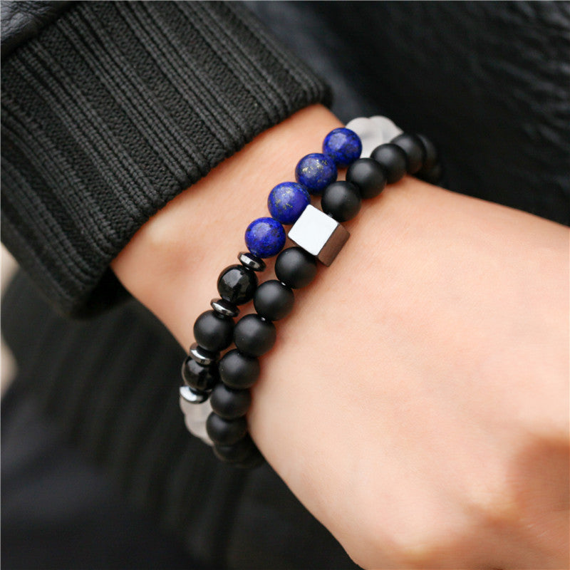 Retro Simple Black Frosted Bracelet  Set