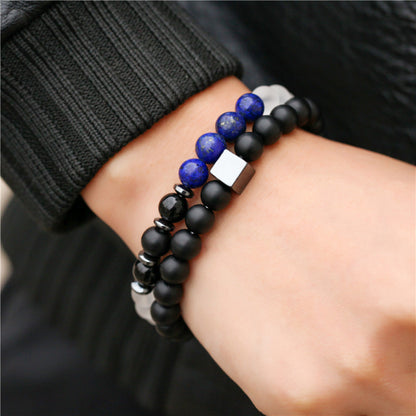 Retro Simple Black Frosted Bracelet  Set