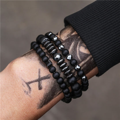Retro Simple Black Frosted Bracelet  Set