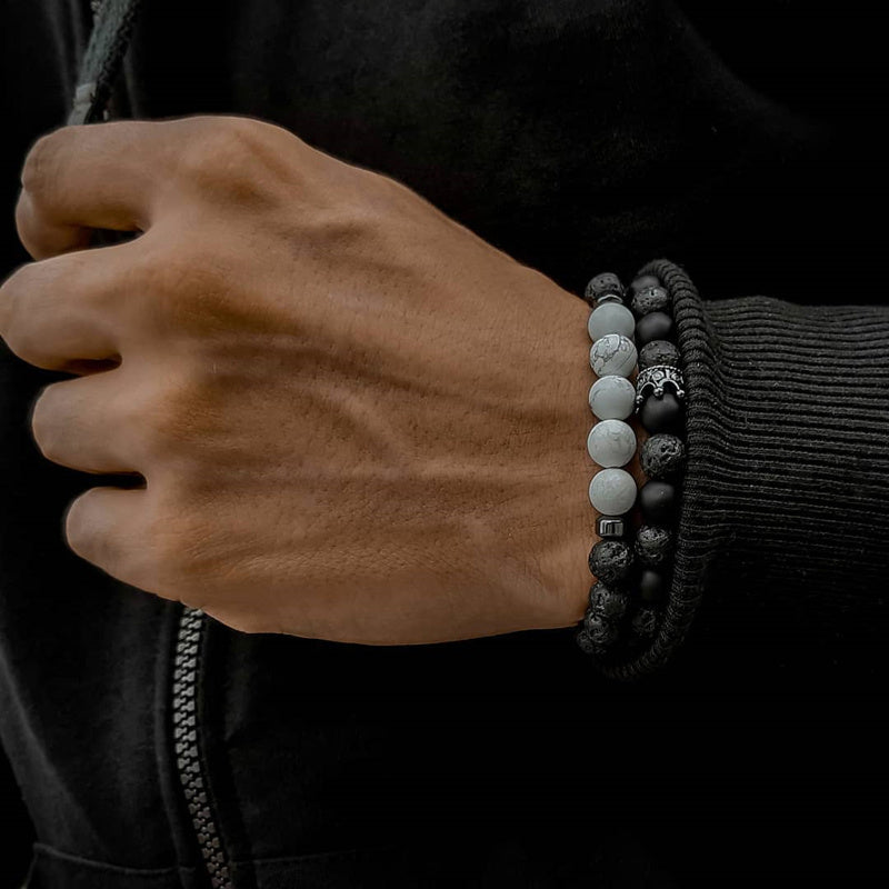 Retro Simple Black Frosted Bracelet  Set