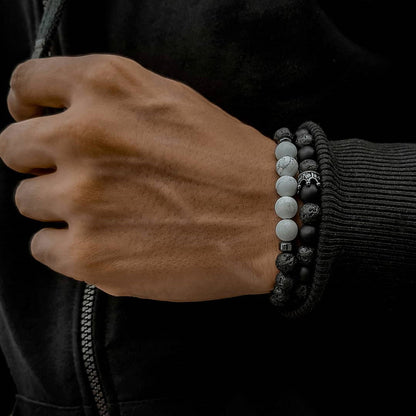 Retro Simple Black Frosted Bracelet  Set