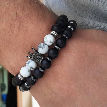 Retro Simple Black Frosted Bracelet  Set