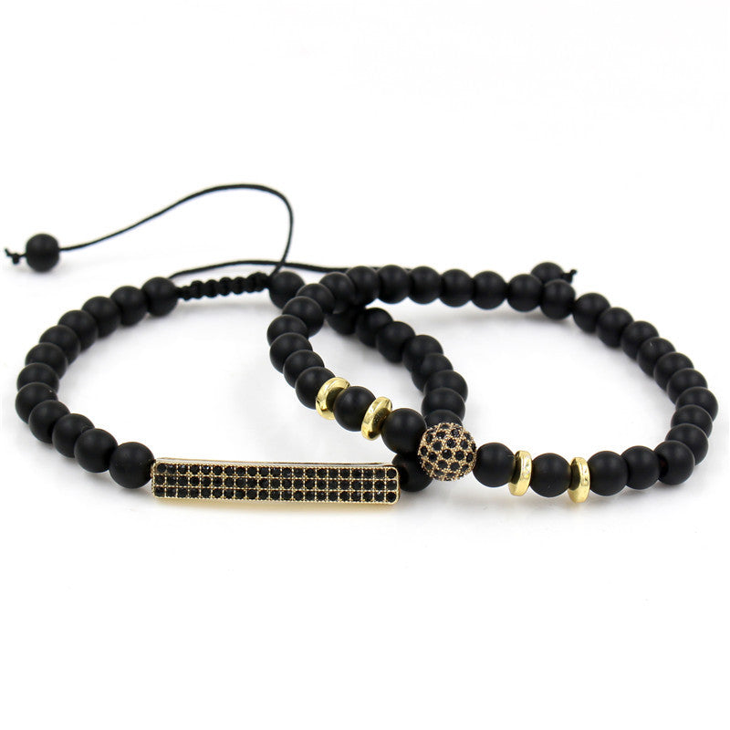 Retro Simple Black Frosted Bracelet  Set