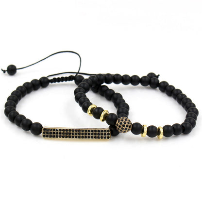 Retro Simple Black Frosted Bracelet  Set