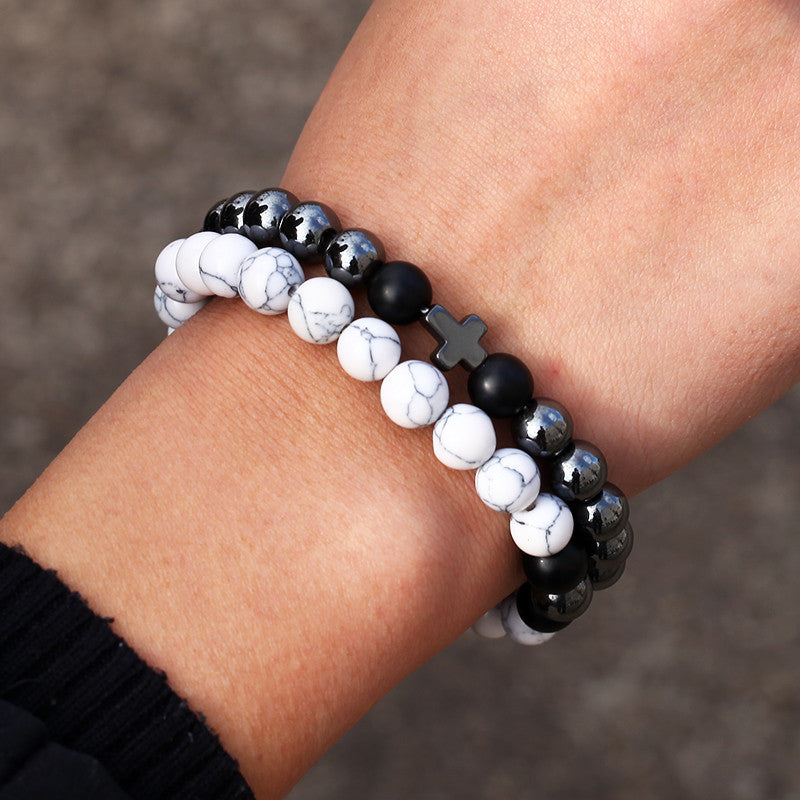 Retro Simple Black Frosted Bracelet  Set