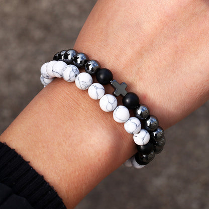 Retro Simple Black Frosted Bracelet  Set