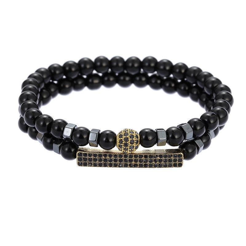 Retro Simple Black Frosted Bracelet  Set
