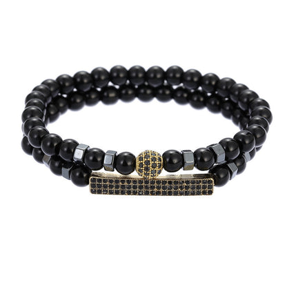 Retro Simple Black Frosted Bracelet  Set