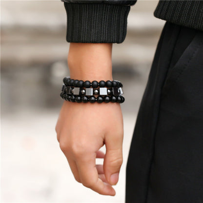 Retro Simple Black Frosted Bracelet  Set