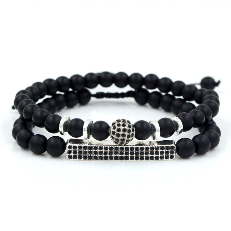 Retro Simple Black Frosted Bracelet  Set