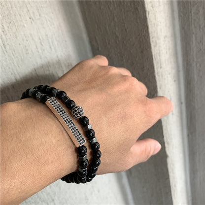 Retro Simple Black Frosted Bracelet  Set