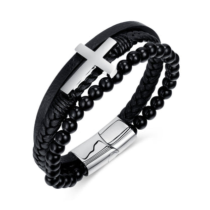 Fashion Handmade Braided Bracelet Vintage Cross Bracelet
