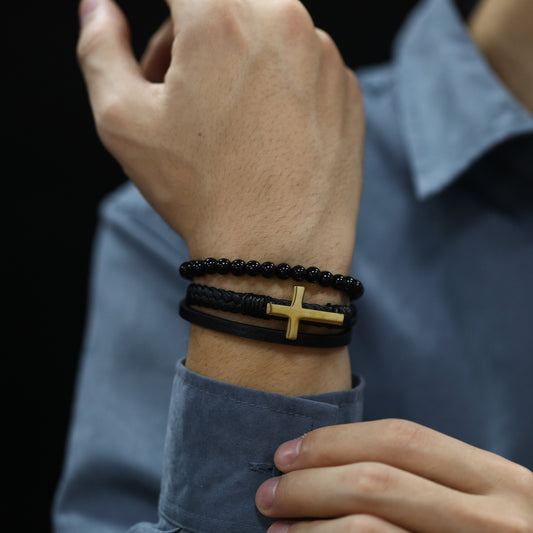Fashion Handmade Braided Bracelet Vintage Cross Bracelet