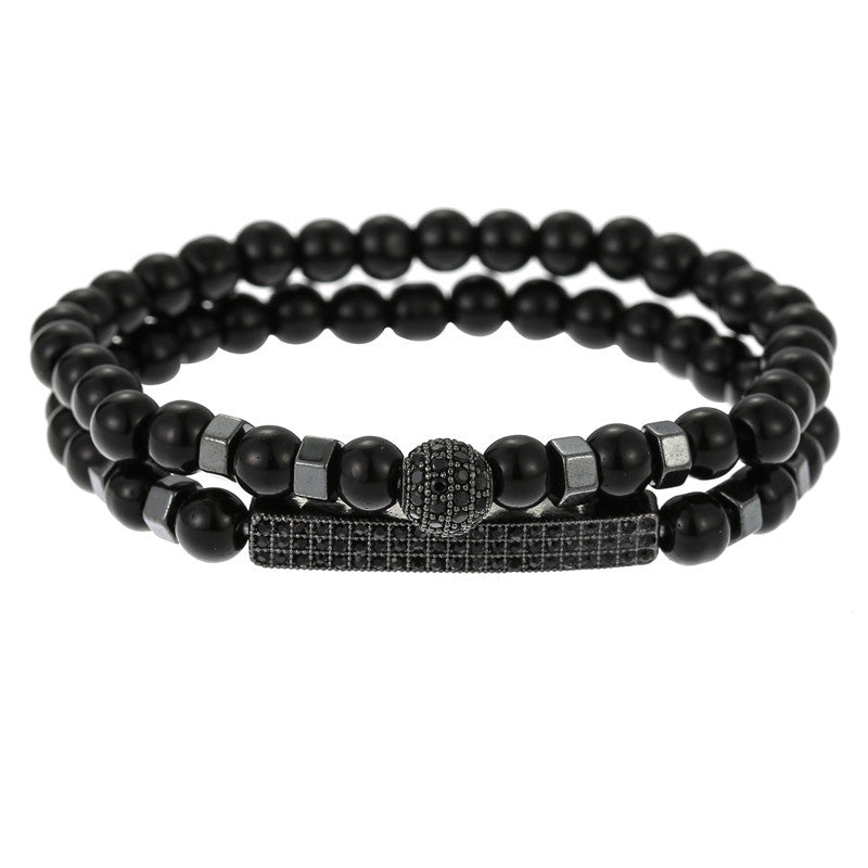 Retro Simple Black Frosted Bracelet  Set