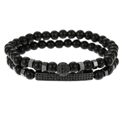 Retro Simple Black Frosted Bracelet  Set