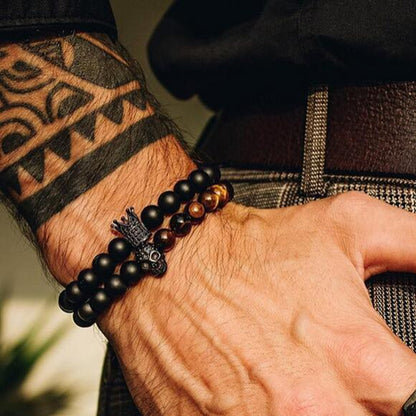 Retro Simple Black Frosted Bracelet  Set