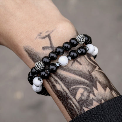 Retro Simple Black Frosted Bracelet  Set