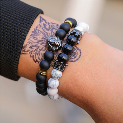 Retro Simple Black Frosted Bracelet  Set
