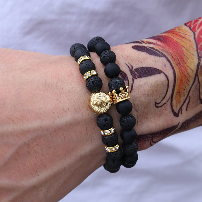 Retro Simple Black Frosted Bracelet  Set